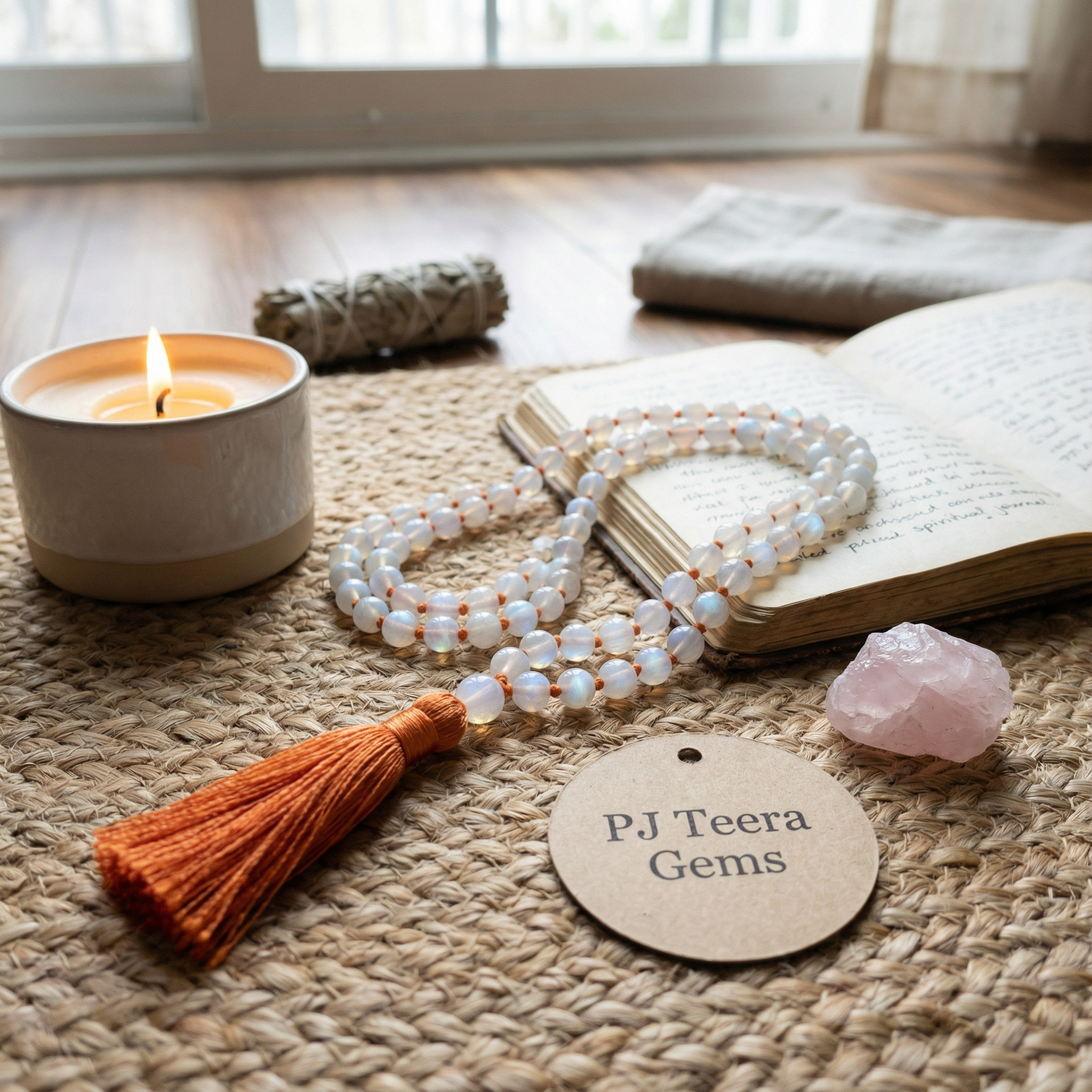Moonstone Mala Necklace – 108 Beads for Intuition, Emotional Balance & Divine Feminine Energy | knotted mala 4
